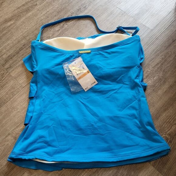 Michael Kors Blue Ruffle Tankini Top And Bikini Bottom Set Size Small - Picture 6 of 7